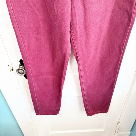 VTG LEE Burgundy Maroon Wine Colored High Waisted Mom Jeans Tapered Leg SEE NOTE - Picture 3 of 16